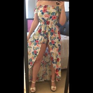 Tropical Floral Romper/ maxi dress